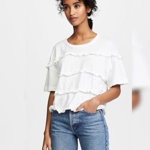 NWT Current Elliot | The Claudia Tee White Ruffle